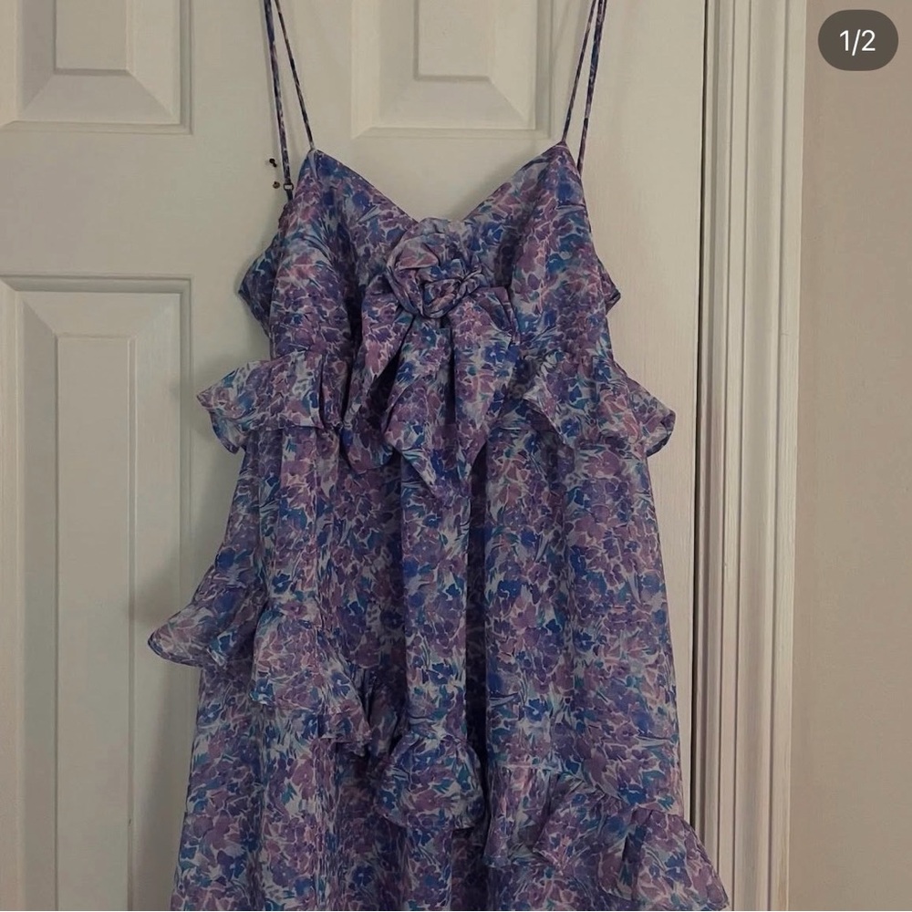 For Love And Lemons Purple and Blue Floral Dress Small